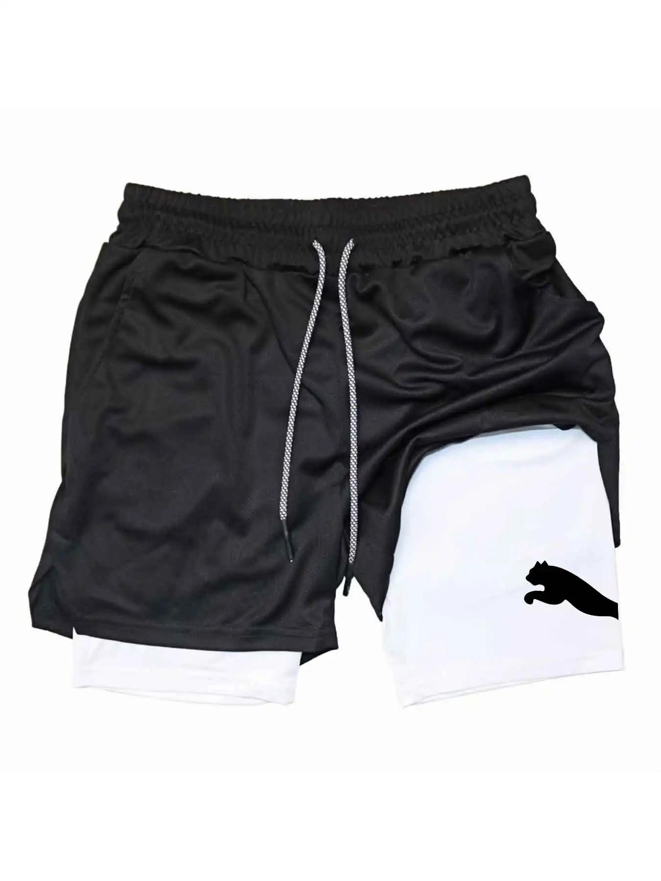 Running Gear Men - Drukowane spodenki sportowe 2w1 do biegania